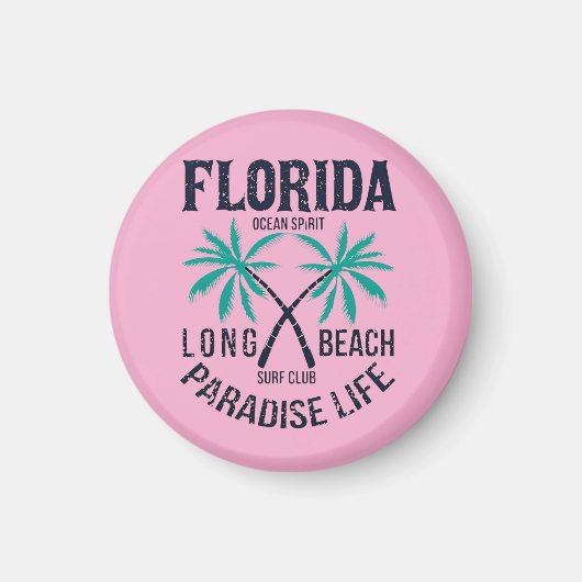 Florida Long Beach Paradies Leben Surf Club Magnet (Vorne)