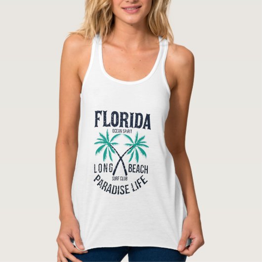 Florida Long Beach Paradies Leben Surf Club Tank Top (Vorderseite)