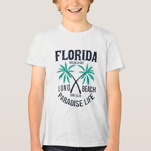 Florida Long Beach Paradies Leben Surf Club Tri-Blend Shirt (Vorderseite)