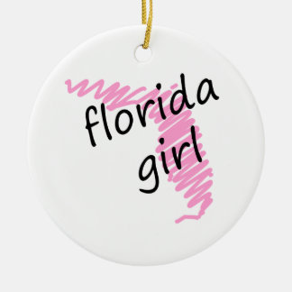 Florida-Mädchen mit gekritzelter Florida-Karte Keramik Ornament