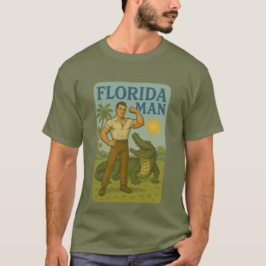 Florida Man Alligator Friend Funny Retro Coastal T-Shirt (Vorderseite)