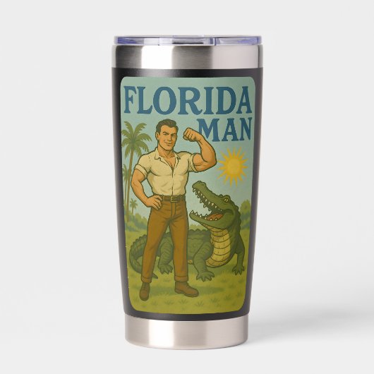 Florida Man Alligator Friend - Funny Retro Coastal Thermobecher (Vorderseite)