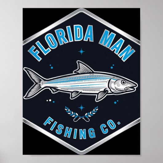 Florida Man Bonefish Abzeichen Fischerei Kunst Poster (Vorne)