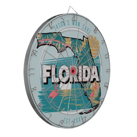 Florida Man Cave Individuelle Name Est Date Dartscheibe (Vorderseite Links)