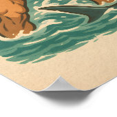 Florida Man Coastal Shark Wrestler Retro Beach Art Poster (Ecke)