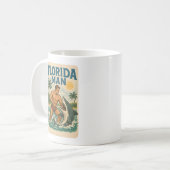 Florida Man Coastal Shark Wrestler - Retro Beach Kaffeetasse (Vorderseite Links)