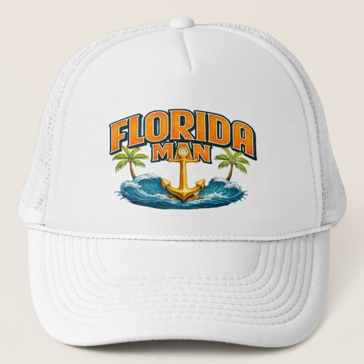 Florida Man | Graphic Print Nautical Anchor Beach Truckerkappe (Vorderseite)