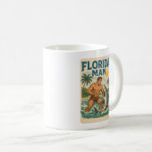 Florida Man Küstenhai-Ringer | Retro-Strand Kaffeetasse (VorderseiteRechts)