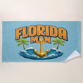 Florida Man Küstenleben | Blauer nautischer Anker Strandtuch