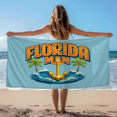Florida Man Küstenleben | Blauer nautischer Anker Strandtuch