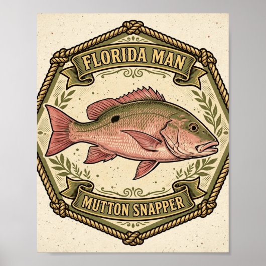 Florida Man Mutton Snapper Abzeichen Fisch Poster (Vorne)