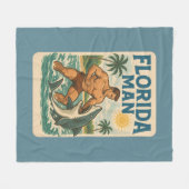 Florida Man Shark Wrestler Funny Retro Beach Life Fleecedecke (Vorderseite (Horizontal))