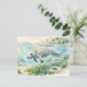 Florida-Manatee-Aquarell Postkarte (Stehend Vorderseite)