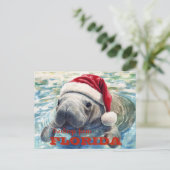 Florida Manatee Wassercolor Weihnachten Postkarte (Stehend Vorderseite)