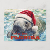 Florida Manatee Wassercolor Weihnachten Postkarte (Vorderseite)