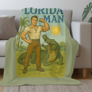 Florida Mann Alligator Freund   Lustiges Retro Küs Fleecedecke