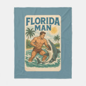 Florida Mann Hai-Ringer Lustiges Retro-Strandleben Fleecedecke (Vorderseite)