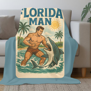 Florida Mann Hai-Ringer Lustiges Retro-Strandleben Fleecedecke