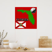 Florida Map, Bildtext und Staat Imitate Quarter Poster (Küche)