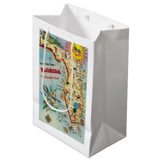 Florida Map Gift Bag Mittlere Geschenktüte (Vorderseite Schrägansicht)