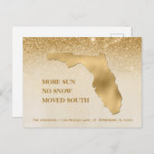 Florida Map Gold Glitzer Ombre Neue Zuhause Ankündigungspostkarte (Vorne/Hinten)