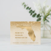 Florida Map Gold Glitzer Ombre Neue Zuhause Ankündigungspostkarte (Stehend Vorderseite)