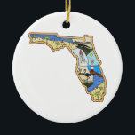 Florida Map Jacksonville Miami Tampa Key West Keramik Ornament<br><div class="desc">Dieses Vintage Florida-Kartendesign ist eine großartige Geschenkidee für Florida-Bewohner,  Touristen und Besucher von Sonnenschein Staat. Mit Jacksonville,  Miami,  Tampa,  Orlando mit Everglades Nationalpark Landschaft und Palmenstrand,  Schlüssel West,  Süd Strand</div>