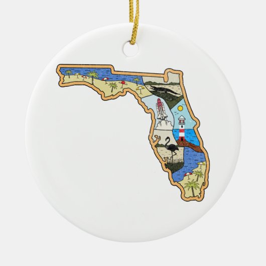 Florida Map Jacksonville Miami Tampa Key West Keramik Ornament (Vorne)