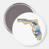 Florida Map Jacksonville Miami Tampa Key West Magnet (Vorderseite/Rückseite)