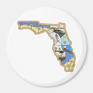 Florida Map Jacksonville Miami Tampa Key West Magnet