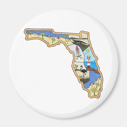 Florida Map Jacksonville Miami Tampa Key West Magnet (Vorne)