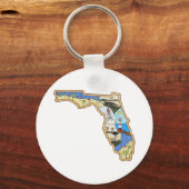 Florida Map Jacksonville Miami Tampa Key West Schlüsselanhänger (Vorderseite)
