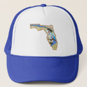 Florida Map Jacksonville Miami Tampa Key West Truckerkappe (Vorderseite)