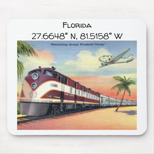 Florida Map Koordiniert Vintagen Stil Mousepad (Vorne)