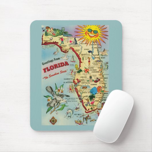 Florida Map Mouse Pad Mousepad (Mit Mouse)