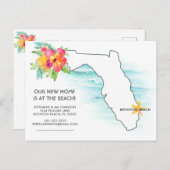 Florida Map Ocean Waves Neue Adresse Ankündigungspostkarte (Vorne/Hinten)