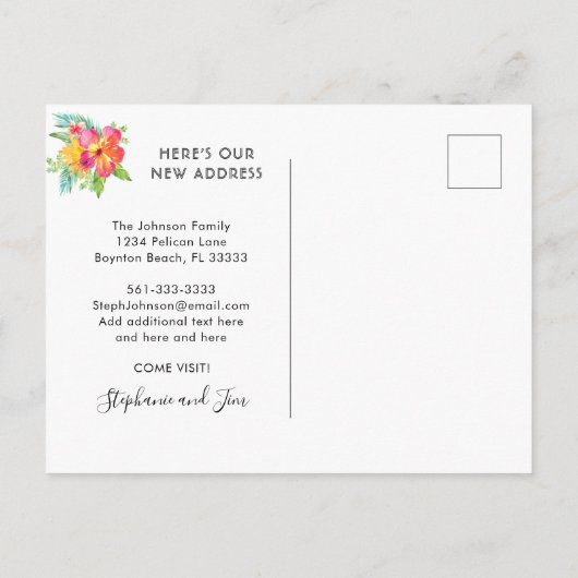 Florida Map Ocean Waves Neue Adresse Ankündigungspostkarte (Rückseite)