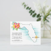 Florida Map Ocean Waves Neue Adresse Ankündigungspostkarte (Stehend Vorderseite)