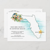 Florida Map Ocean Waves New Zuhause Ankündigungspostkarte (Vorne/Hinten)