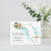Florida Map Ocean Waves New Zuhause Ankündigungspostkarte (Stehend Vorderseite)