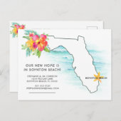Florida Map Ocean Waves New Zuhause Ankündigungspostkarte (Vorne/Hinten)