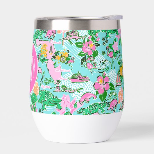 Florida Map Preppy Palm Beach Pattern Mit Monogram (Links)