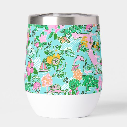 Florida Map Preppy Palm Beach Pattern Mit Monogram (Rückseite)