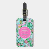 Florida Map Preppy Palm Beach Pattern Mit Monogram Gepäckanhänger (Vorderseite vertikal)