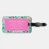 Florida Map Preppy Palm Beach Pattern Mit Monogram Gepäckanhänger (Rückseite horizontal)