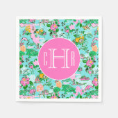 Florida Map Preppy Palm Beach Pattern Mit Monogram Serviette (Vorderseite)