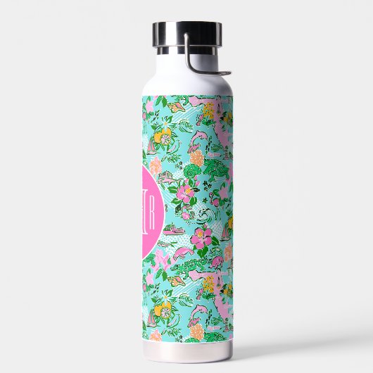 Florida Map Preppy Palm Beach Pattern Mit Monogram Trinkflasche (Links)