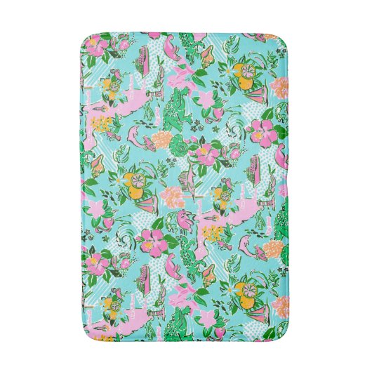 Florida Map Preppy Palm Beach Pattern Print Badematte (Vorderseite Vertikal)