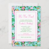 Florida Map Preppy Palm Beach Pattern Print Einladung (Vorderseite)