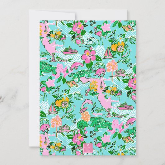 Florida Map Preppy Palm Beach Pattern Print Einladung (Rückseite)
